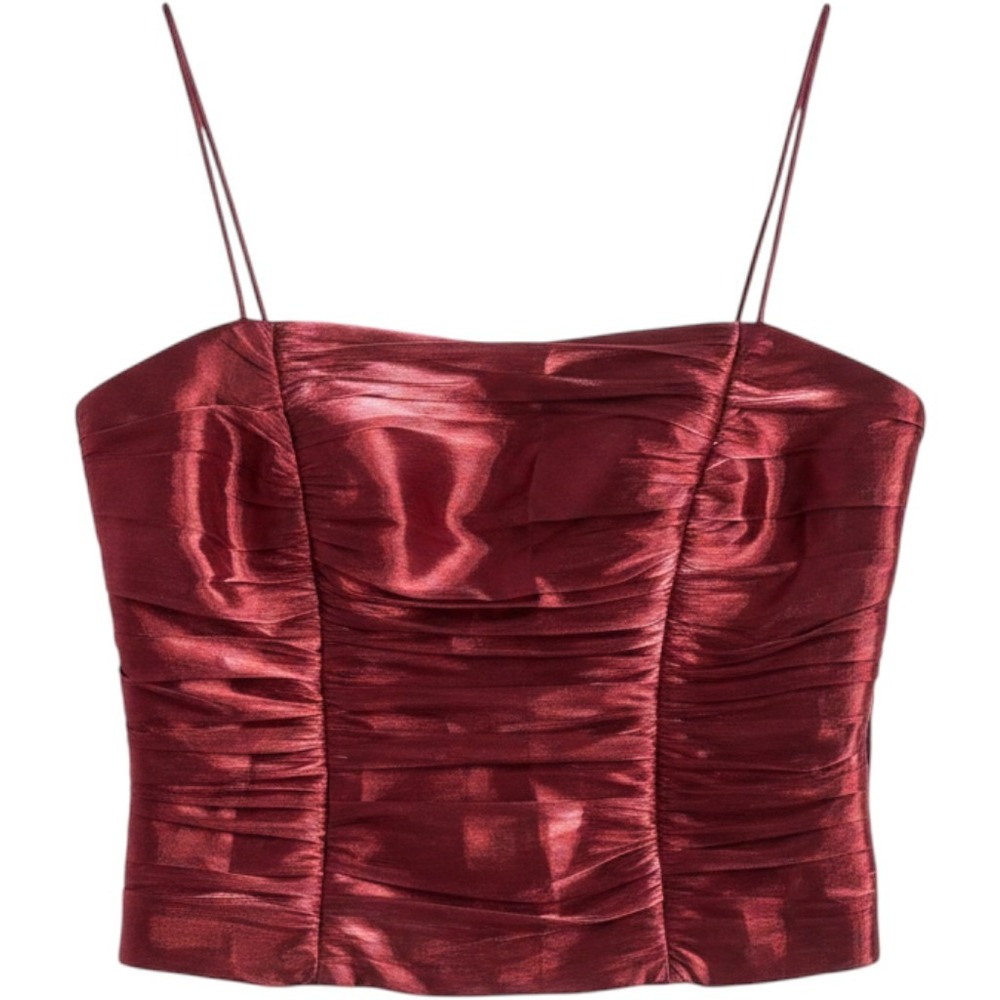 J.R. Nites Caliendo Sz 6 Deadstock Metallic Red Ruched Bustier Top NWT